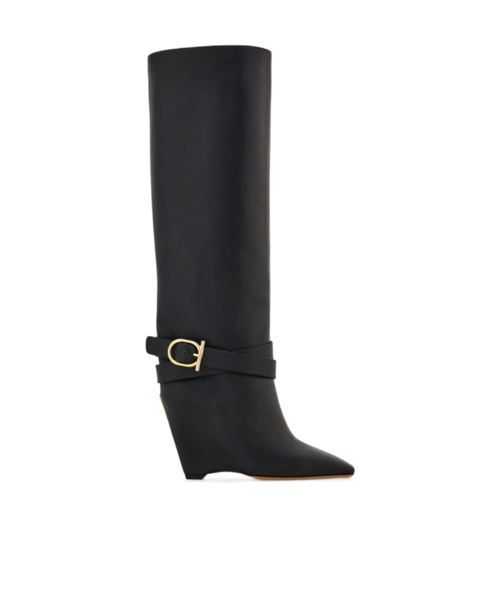 Ferragamo Knee High Boot With Wedge Heel In Multi
