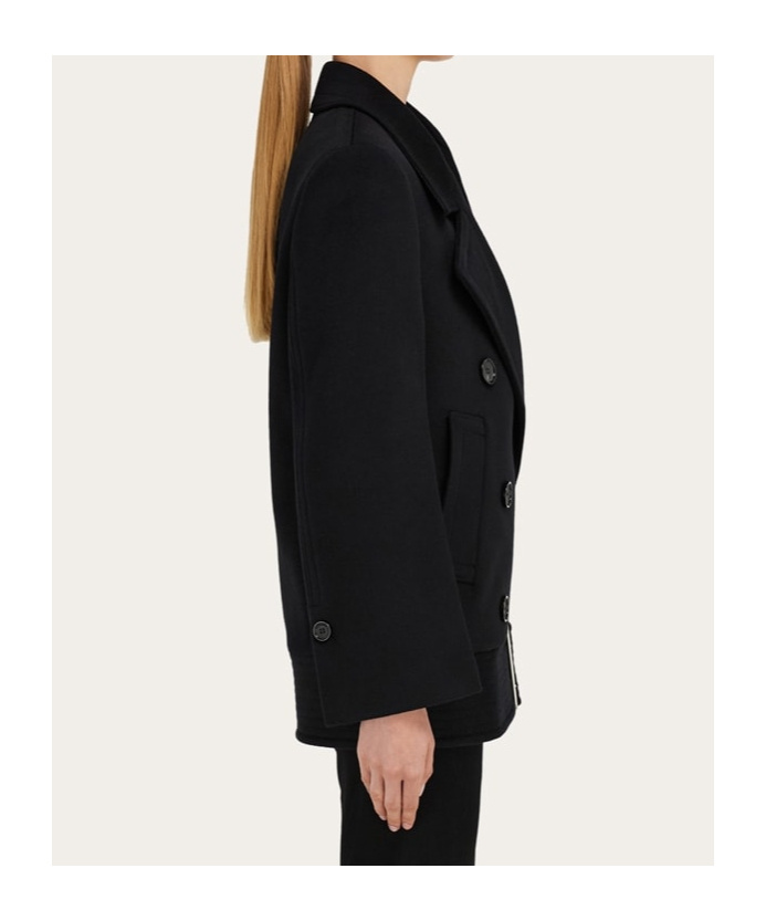 Ferragamo Brushed-finish Peacoat In Black
