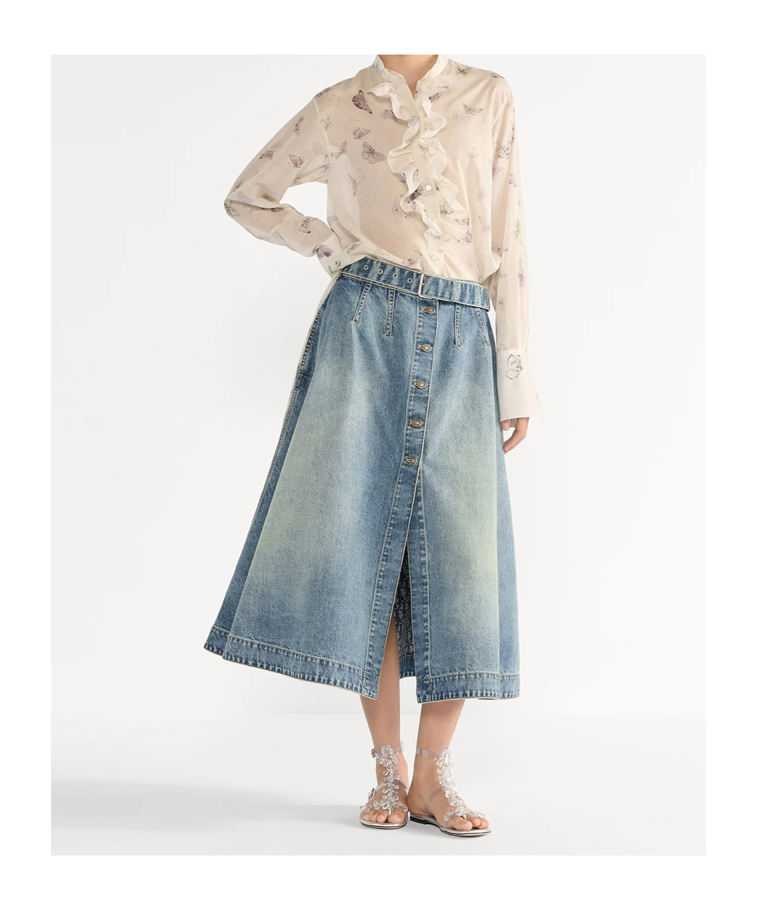 Dior Mid-length Flared Skirt In Blue