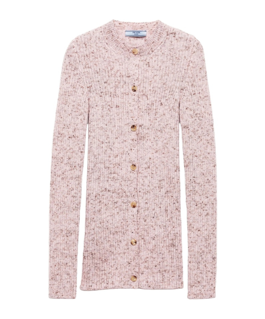 Prada Long-sleeved Cardigan In Gray