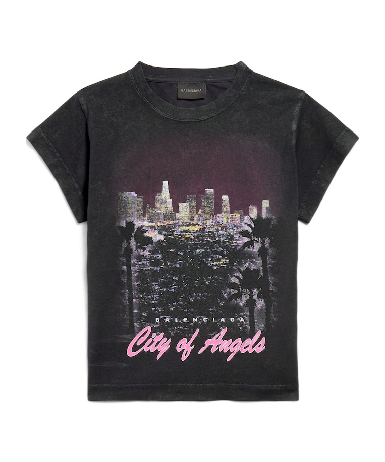Balenciaga City Of Angels Graphic-print T-shirt In Black