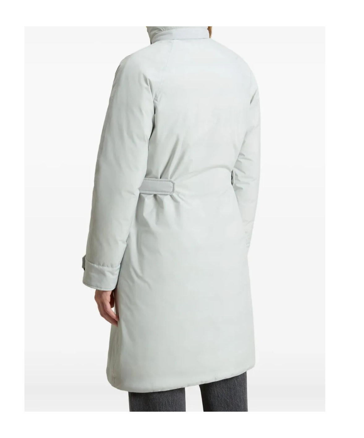 Woolrich Cloud Stand-collar Belted Coat In Metallic