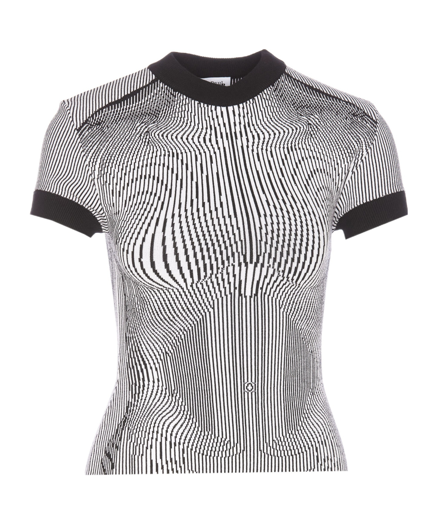 Shop Jean Paul Gaultier The Morphing Pinstripes Jacquard T-shirt In White