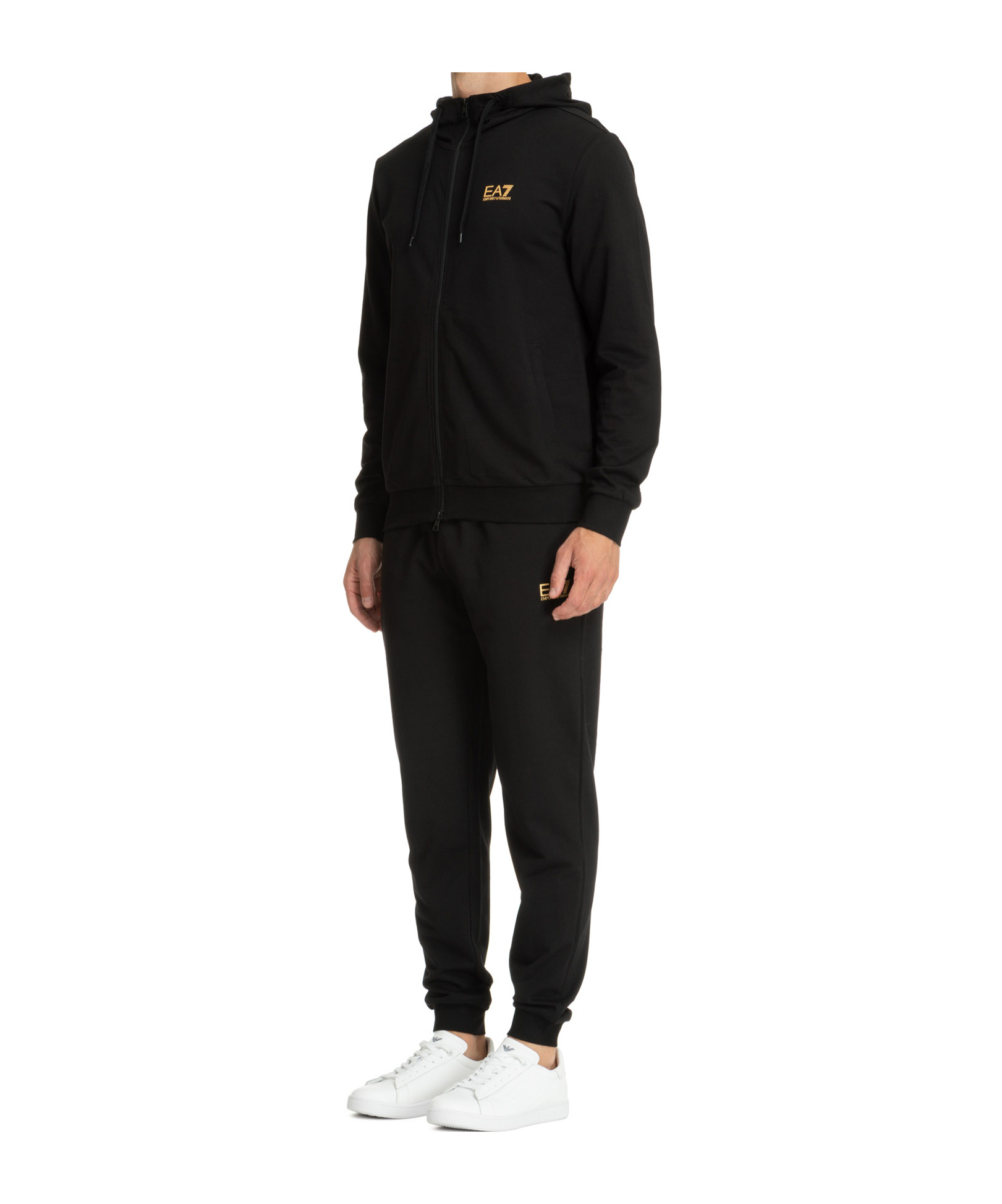 Ea7 Hoded Sportswear Set In Black