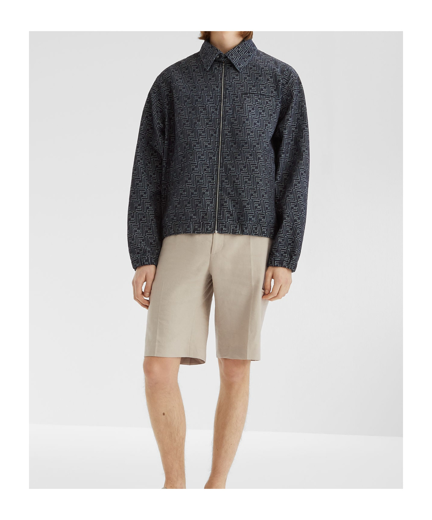 Fendi Embroidered Denim Bomber Jacket