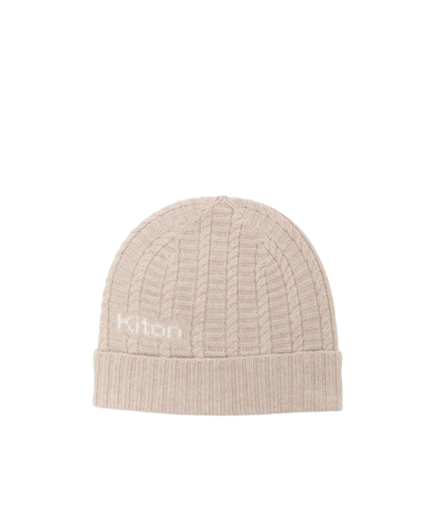 Kiton Logo Inlaid Cap In Nude