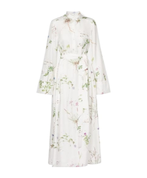 Erdem Floral Printed Silk Midi Dress In White