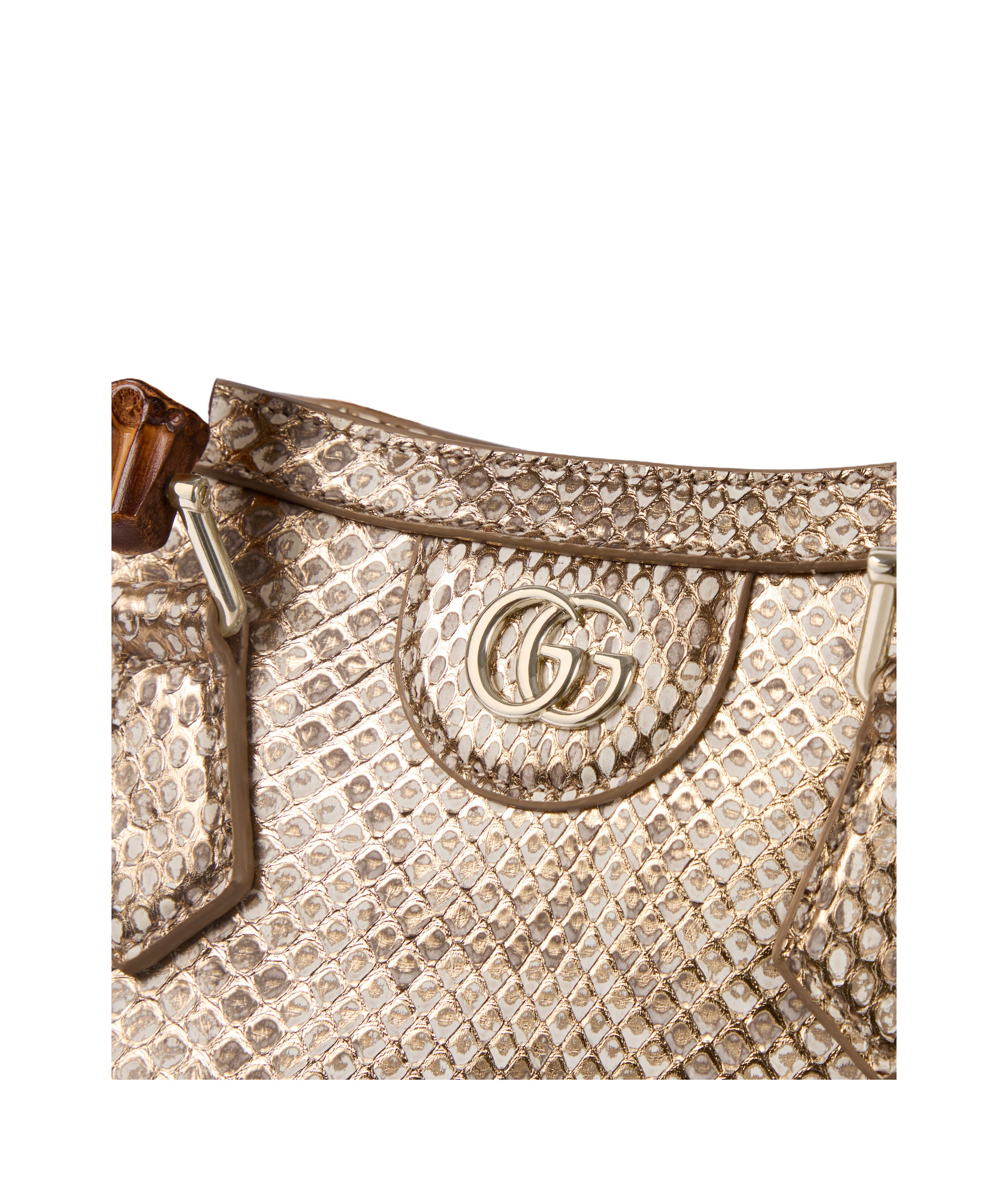 Gucci Diana Python Small Tote Bag In Gold