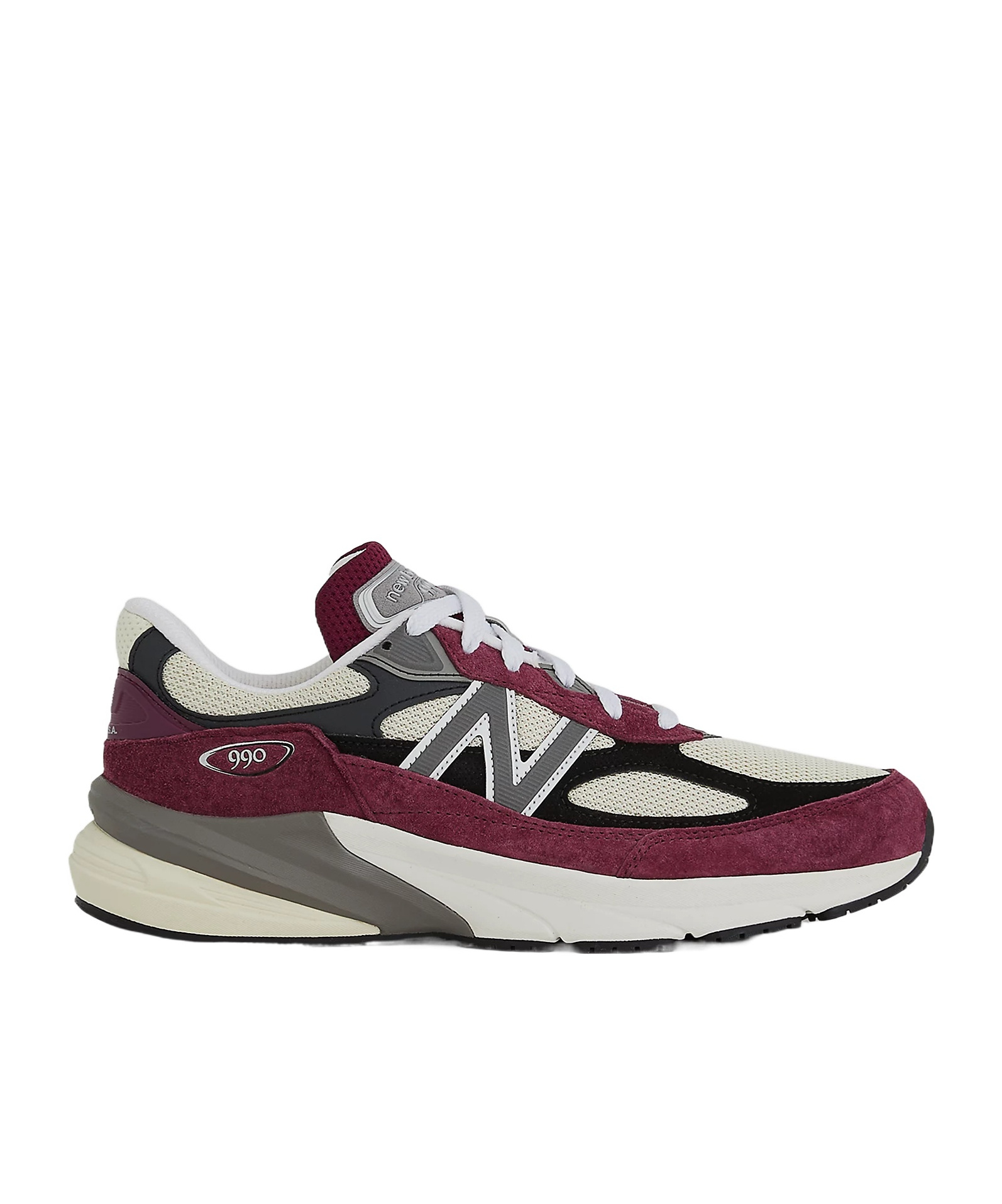 New Balance Bordeaux Suede And Mesh Sneakers With Iconic Logo In Black