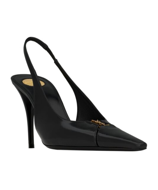 Saint Laurent Babylone Breteuil Slingback Pumps In Smooth Leather In Black