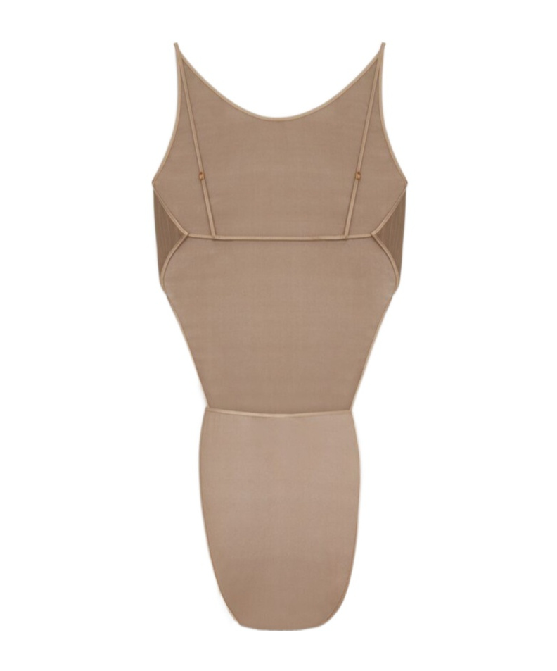 Shop Saint Laurent Backless Bodysuit In Stretch Silk Georgette In Nude
