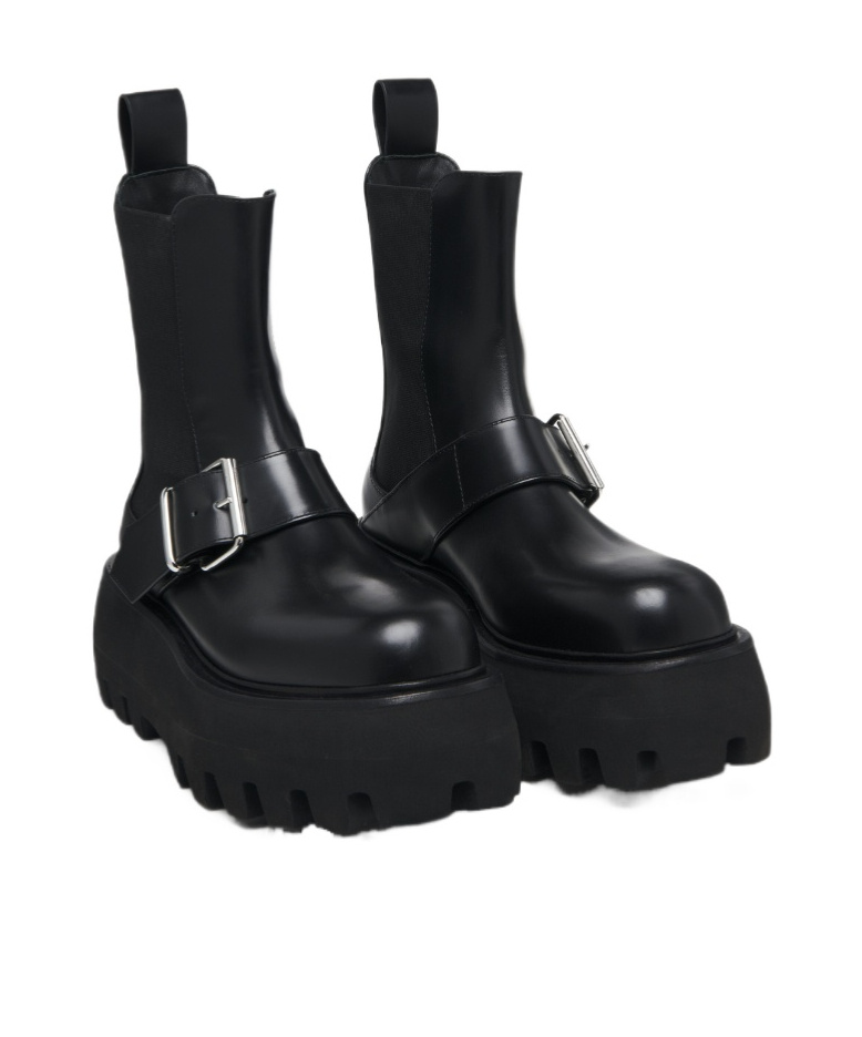 Alexander Mcqueen Ankle Boots With Buckle And Chunky Sole In Black