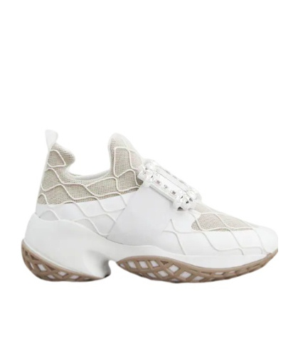 Roger Vivier 45mm Viv Run Strass Technical Sneakers In White