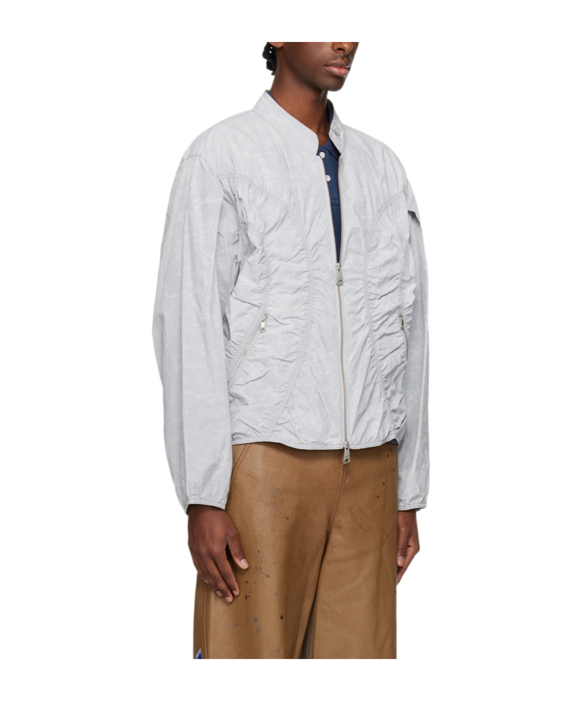 Ader Error Pleated Pilot Jacket In White