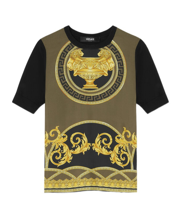 Shop Versace La Coupe Des Dieux Panelled T-shirt In Green