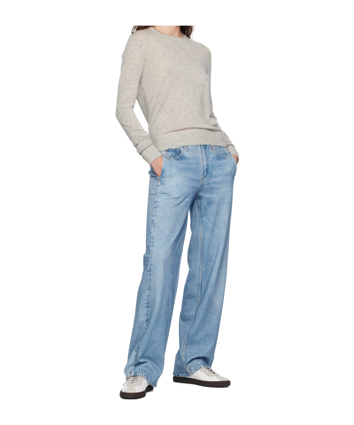 Rag & Bone Indie Crew Long-sleeved Sweater In White