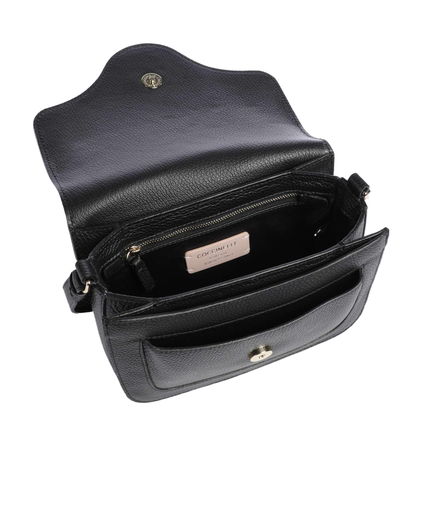 Coccinelle Small C-me Leather Crossbody Bag In Black