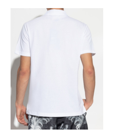 Versace Jeans Couture Logo Print Short-sleeved Polo Shirt In White