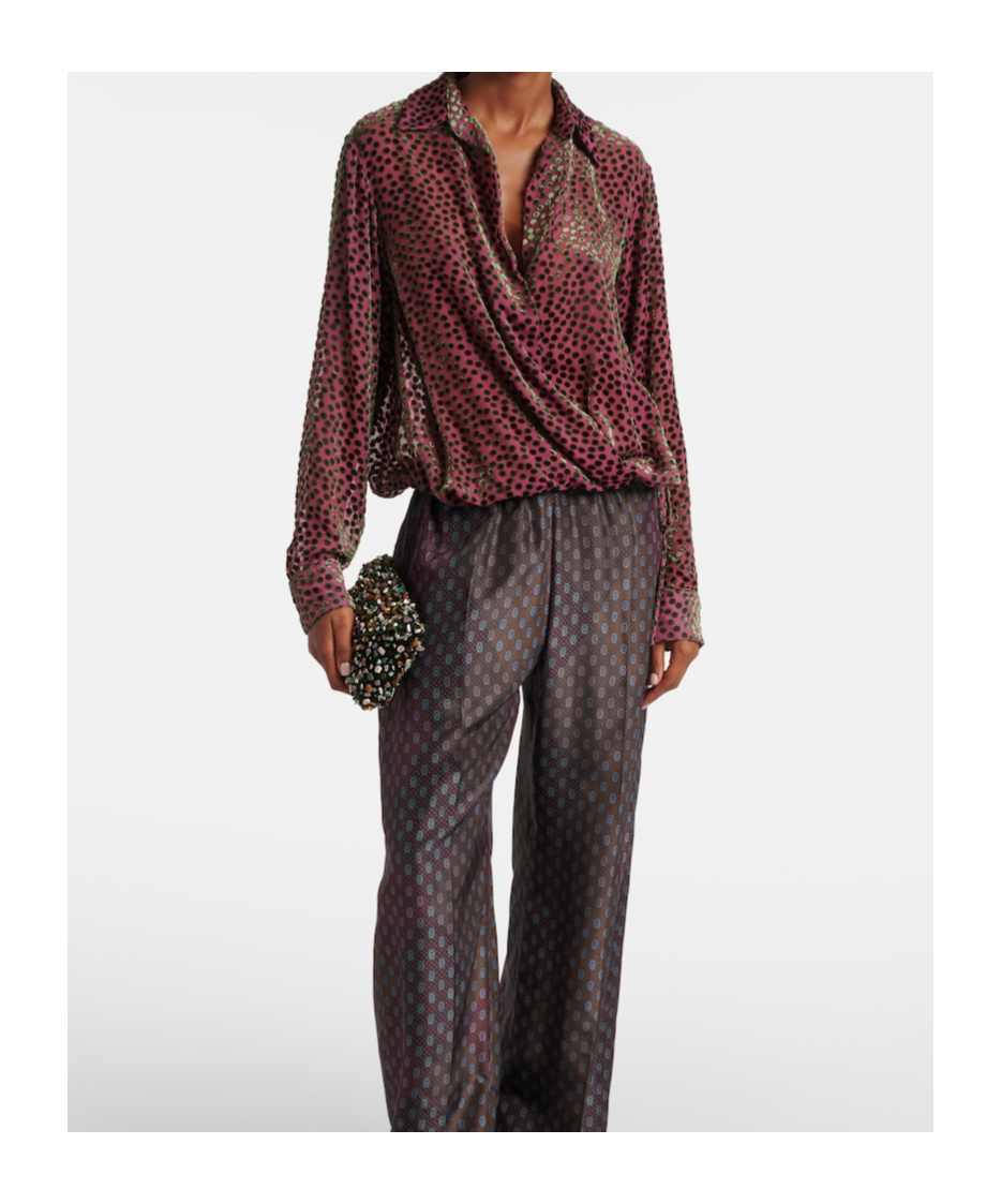 Dries Van Noten Pink Polka Dot Silk Blend Shirt Women In Pink