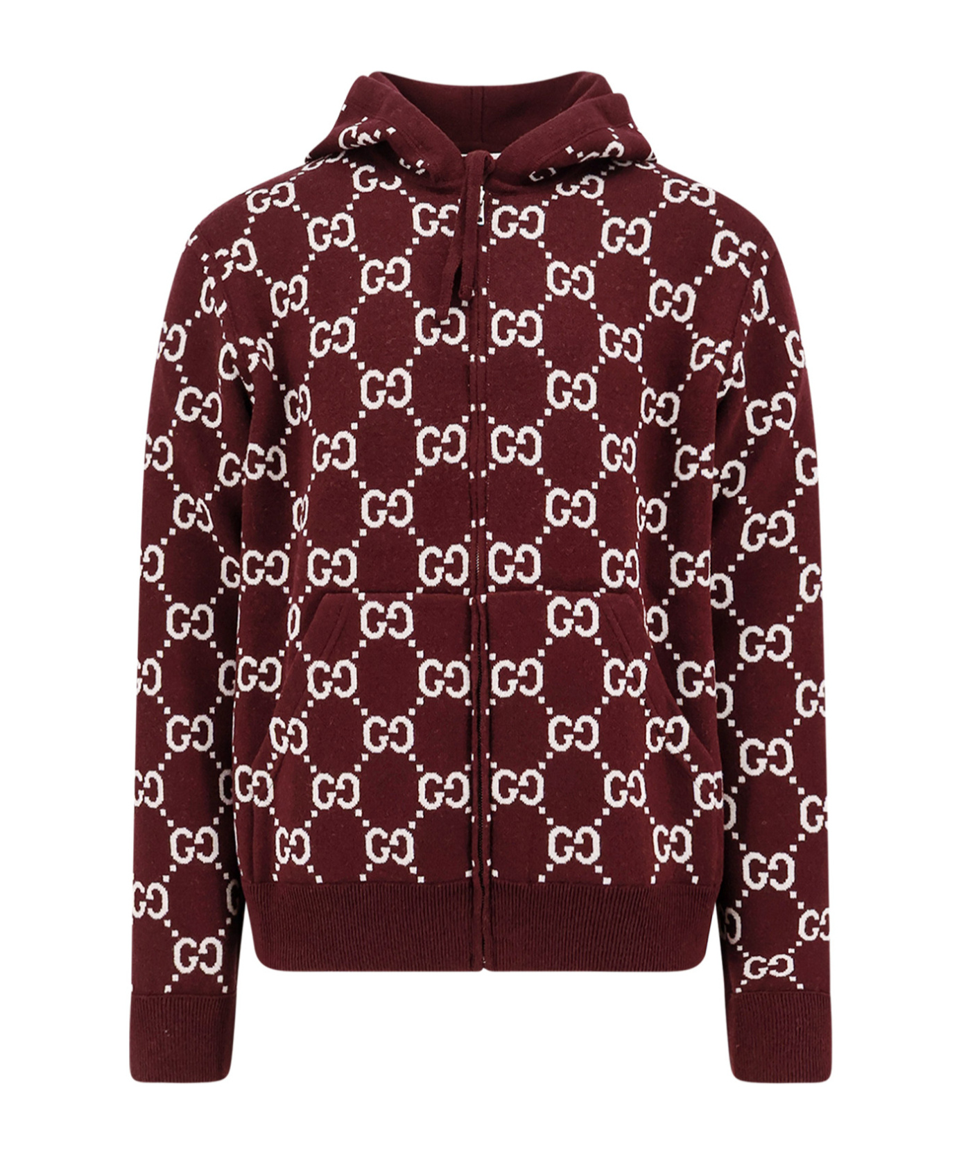 Gucci Men Reversible Wool Jacket With Gg Motif In Red