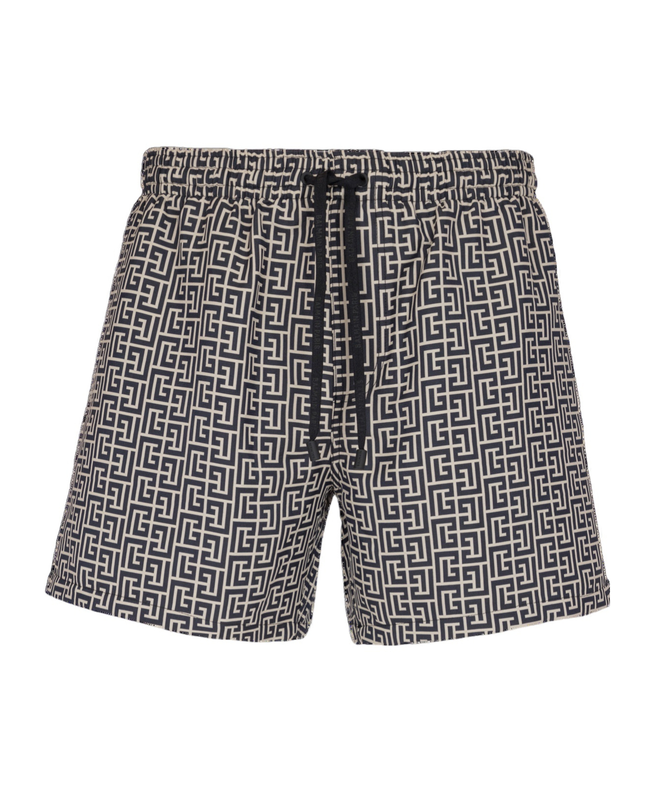 Balmain Printed Pb Labyrinth Swim Shorts In Black