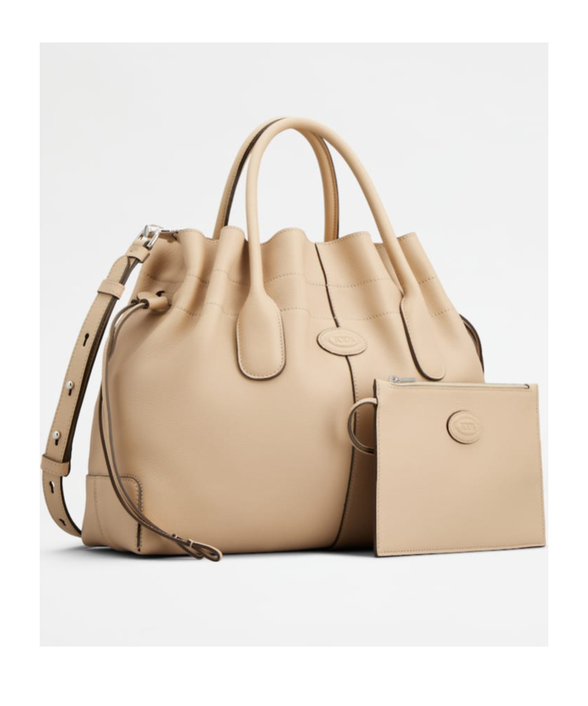 Tod's Small Di Leather Tote Bag In Nude