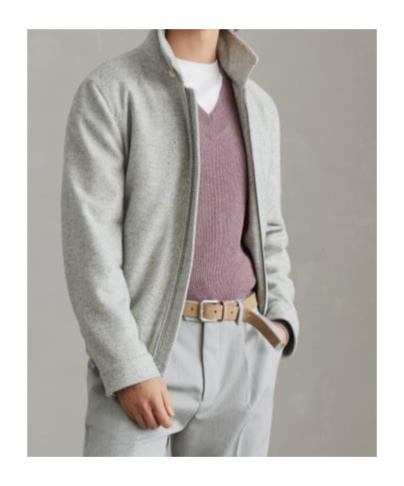 Brunello Cucinelli Wool-silk-cashmere Bomber Jacket In Gray
