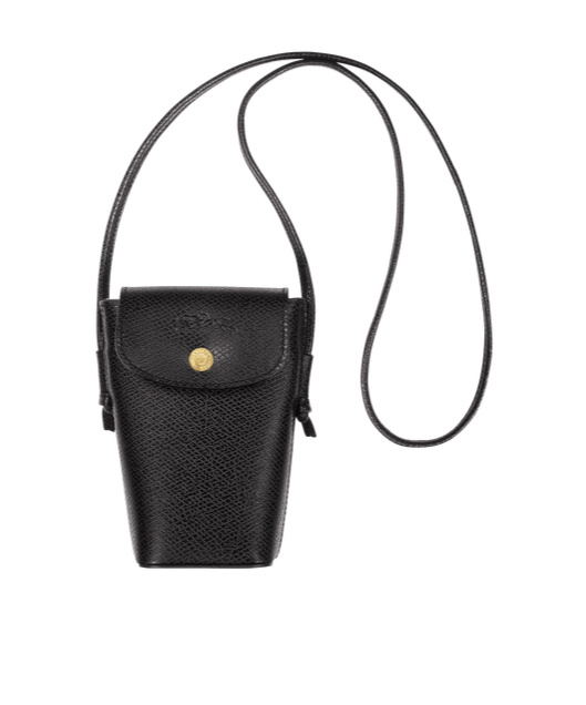 Longchamp Logo Details Mobile Phone Bag In Black