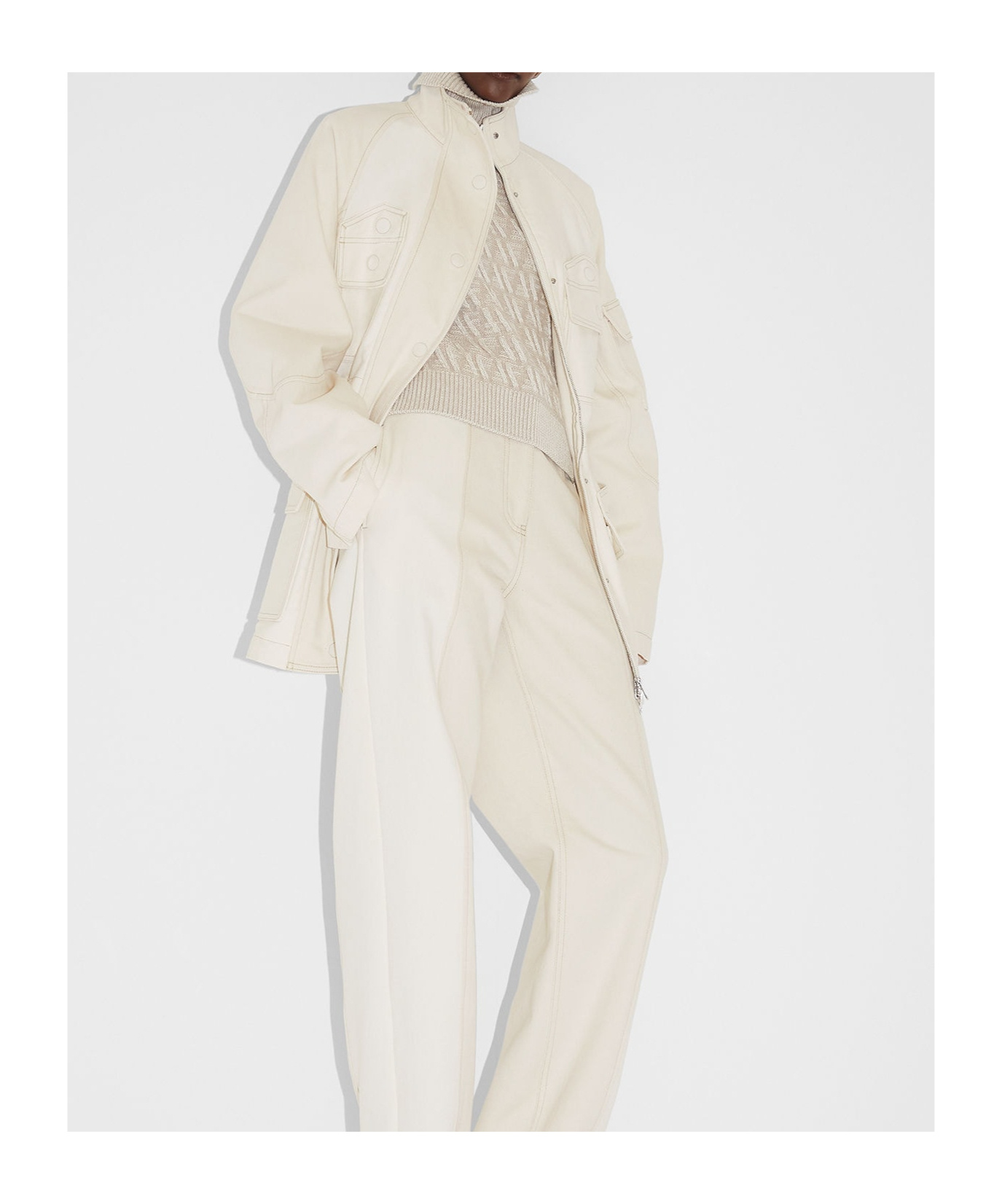 Fendi Beige Ff Wool And Cashmere Turtleneck Jumper In Nude