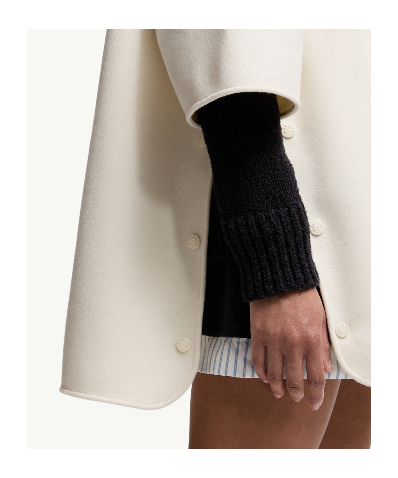 Moncler Cape En Laine Zippée À Capuche In White