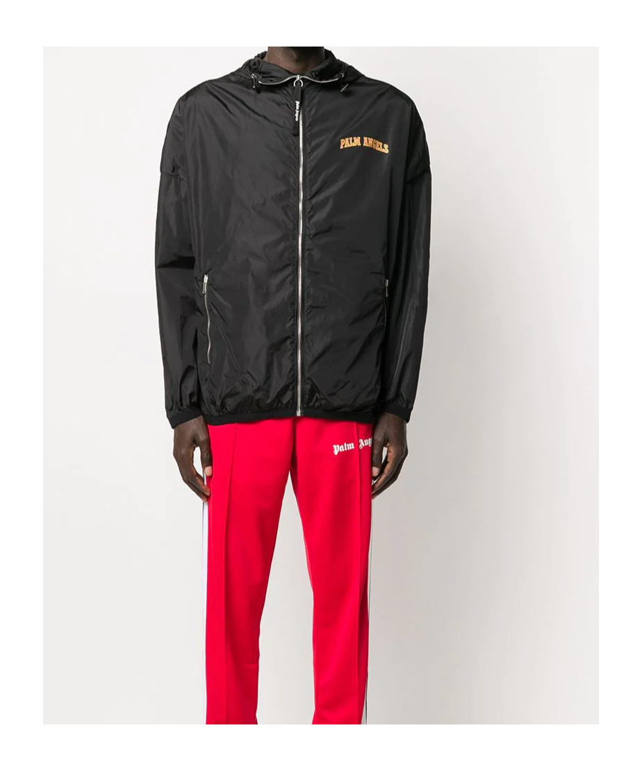 Palm Angels Logo Print Lightweight Jacket In Black