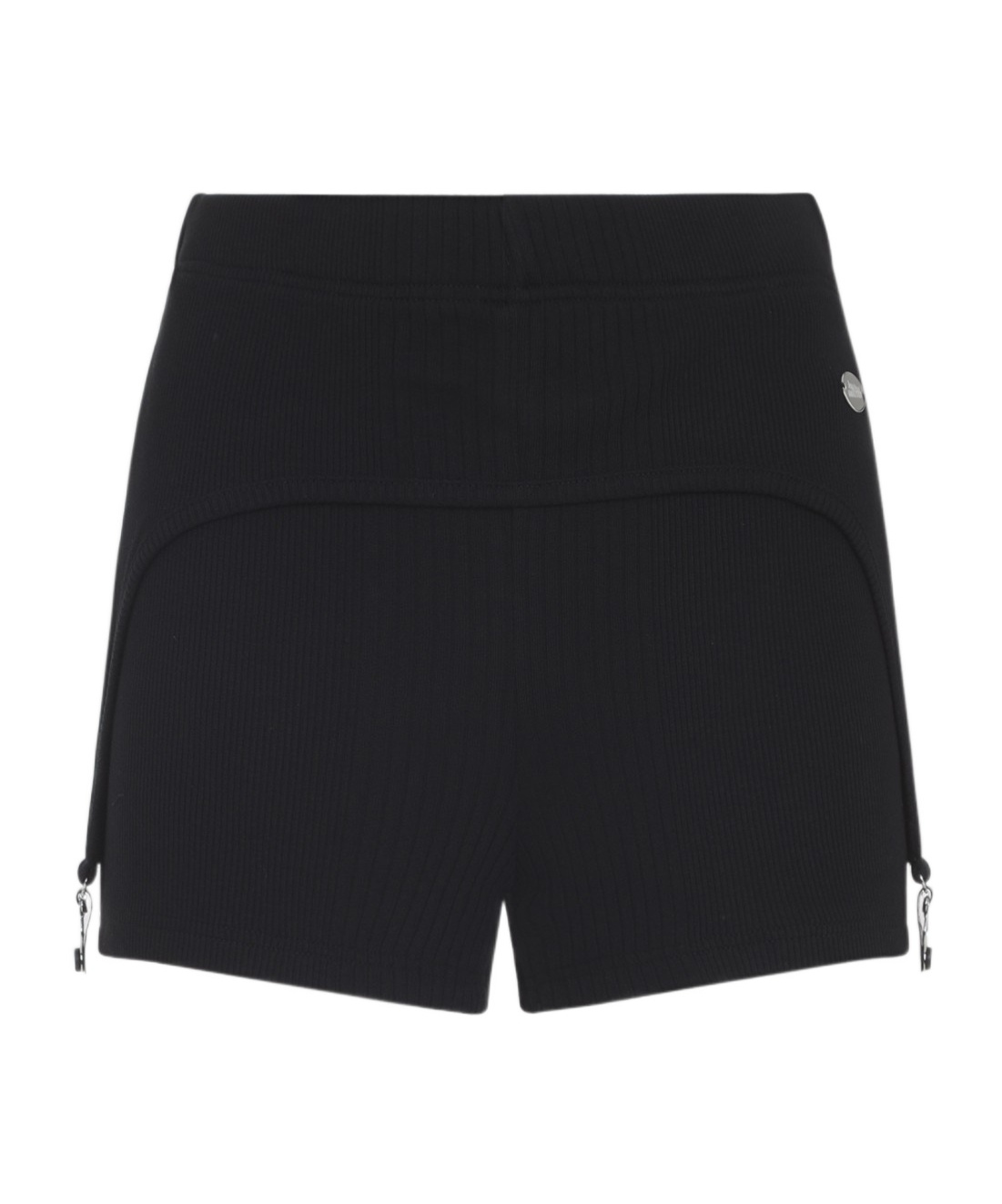 Jean Paul Gaultier Cotton Ribbed Mini Short With Lingerie Garter Clothing In Black