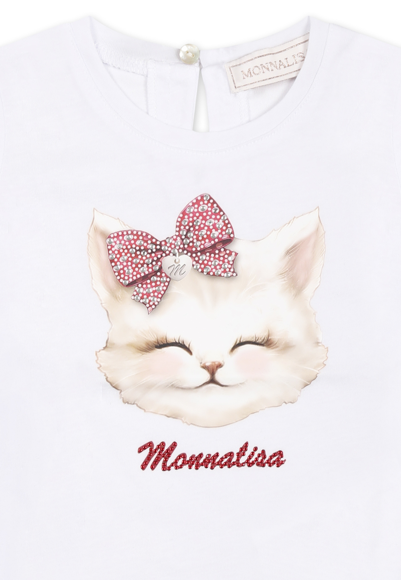Monnalisa Round Neck T-shirt In White