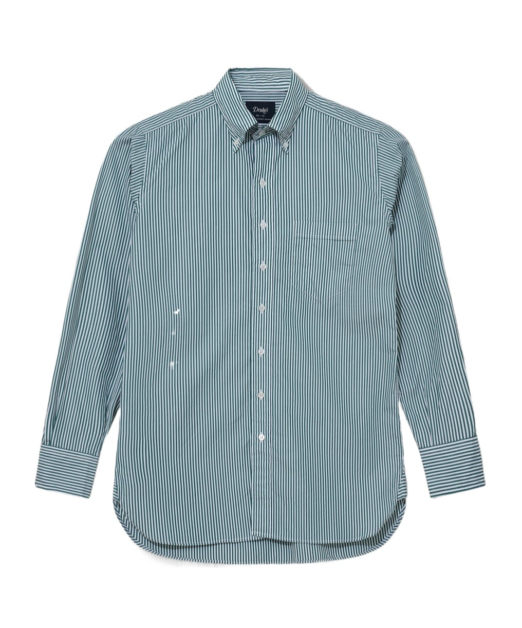 Drake's London Striped Shirt In Blue