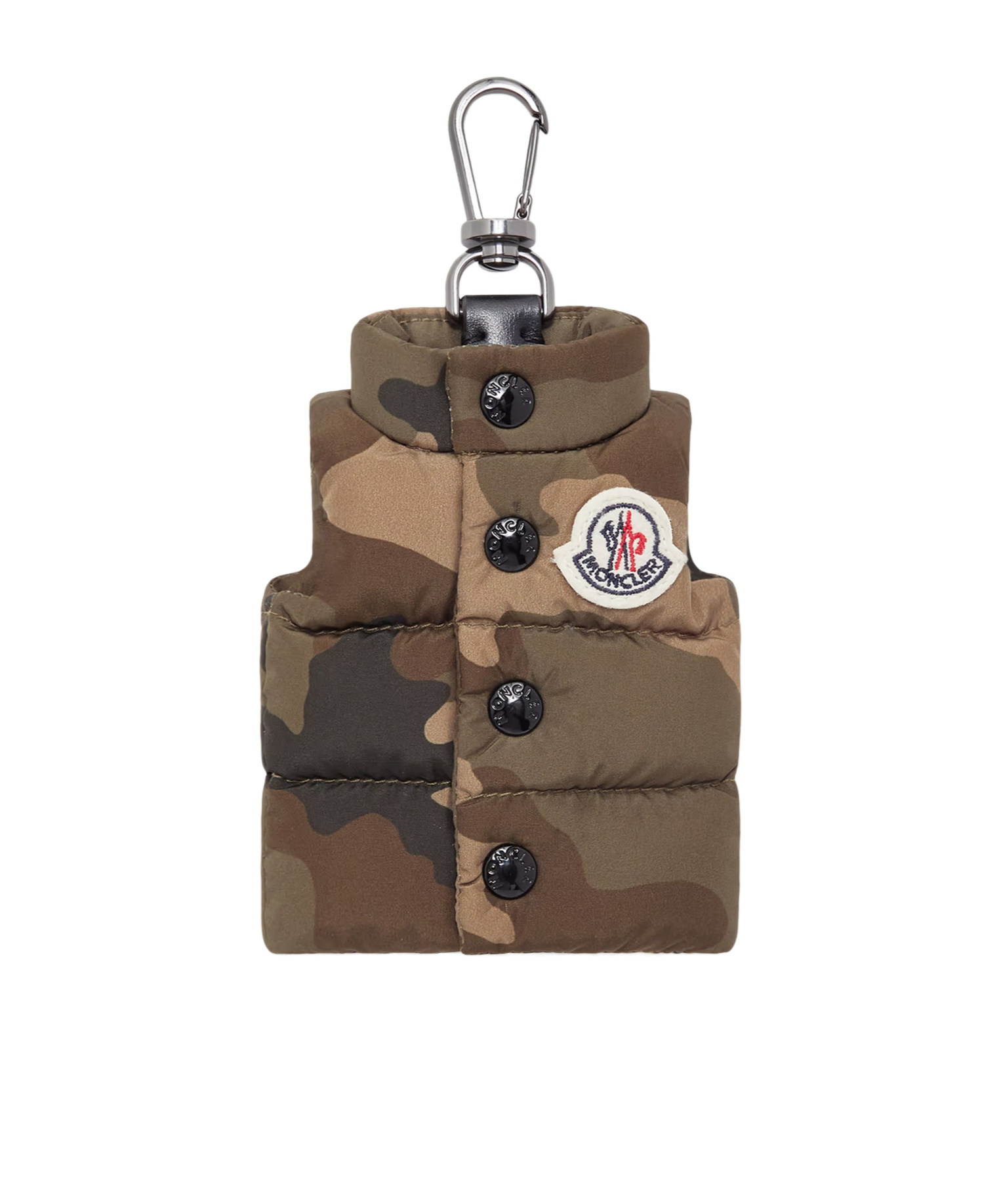 Moncler Camouflage Puffer Vest Keychain In Brown