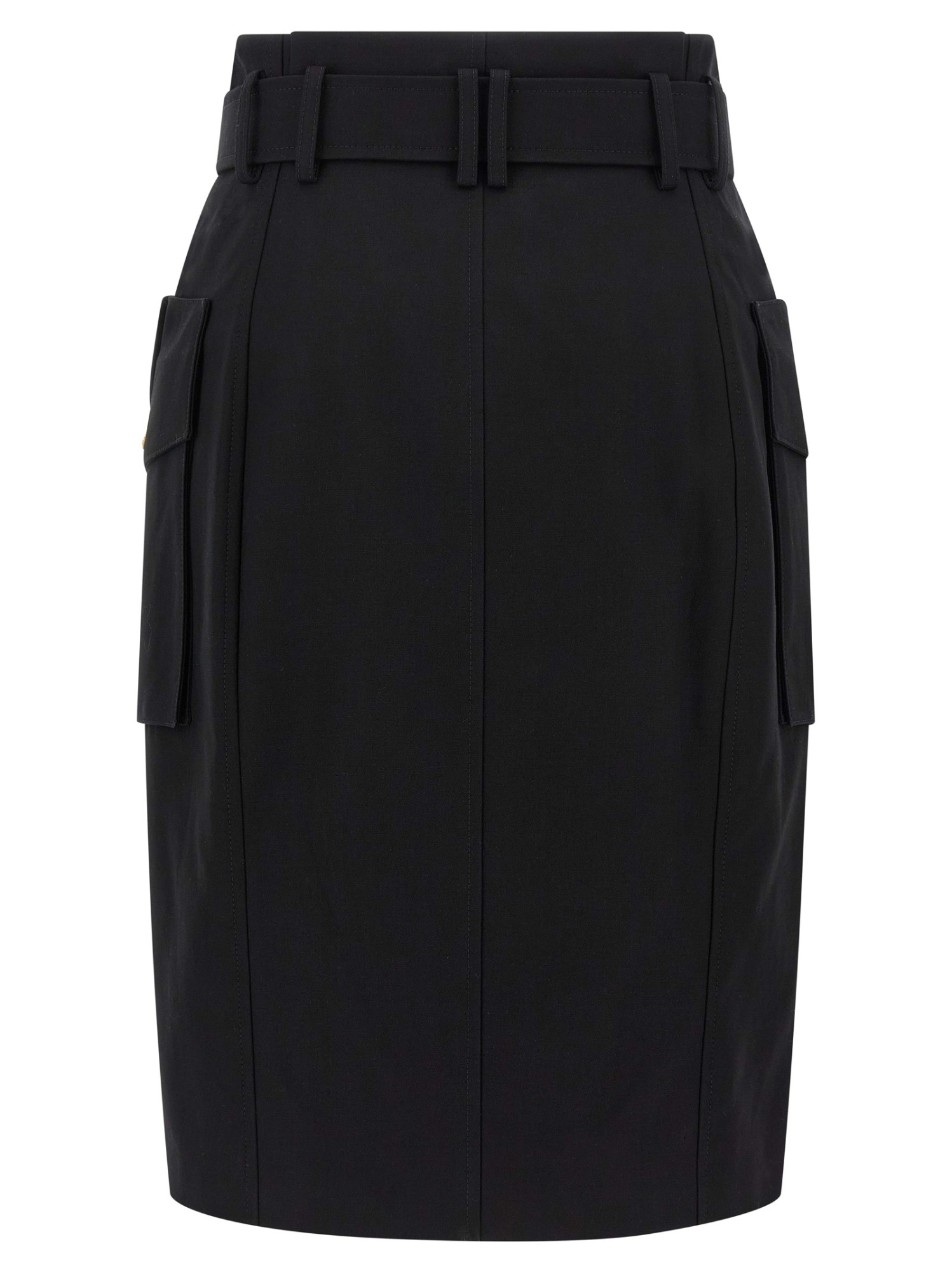 Balmain Structured Midi Wrap Skirt In Black