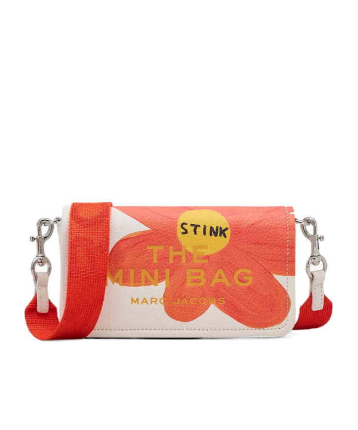 Marc Jacobs The Leather Mini Bag Flower-print Mini Bag In Orange