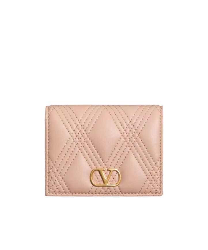 Valentino Garavani Garavani Quiltie 67 Wallet In Quilted Nappa Woman Rose Cannelle Uni In Cinnamon Rose