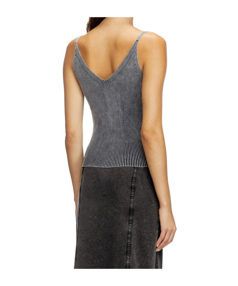 Diesel Knit Tank Top With Denim Cargo Pockets In Black