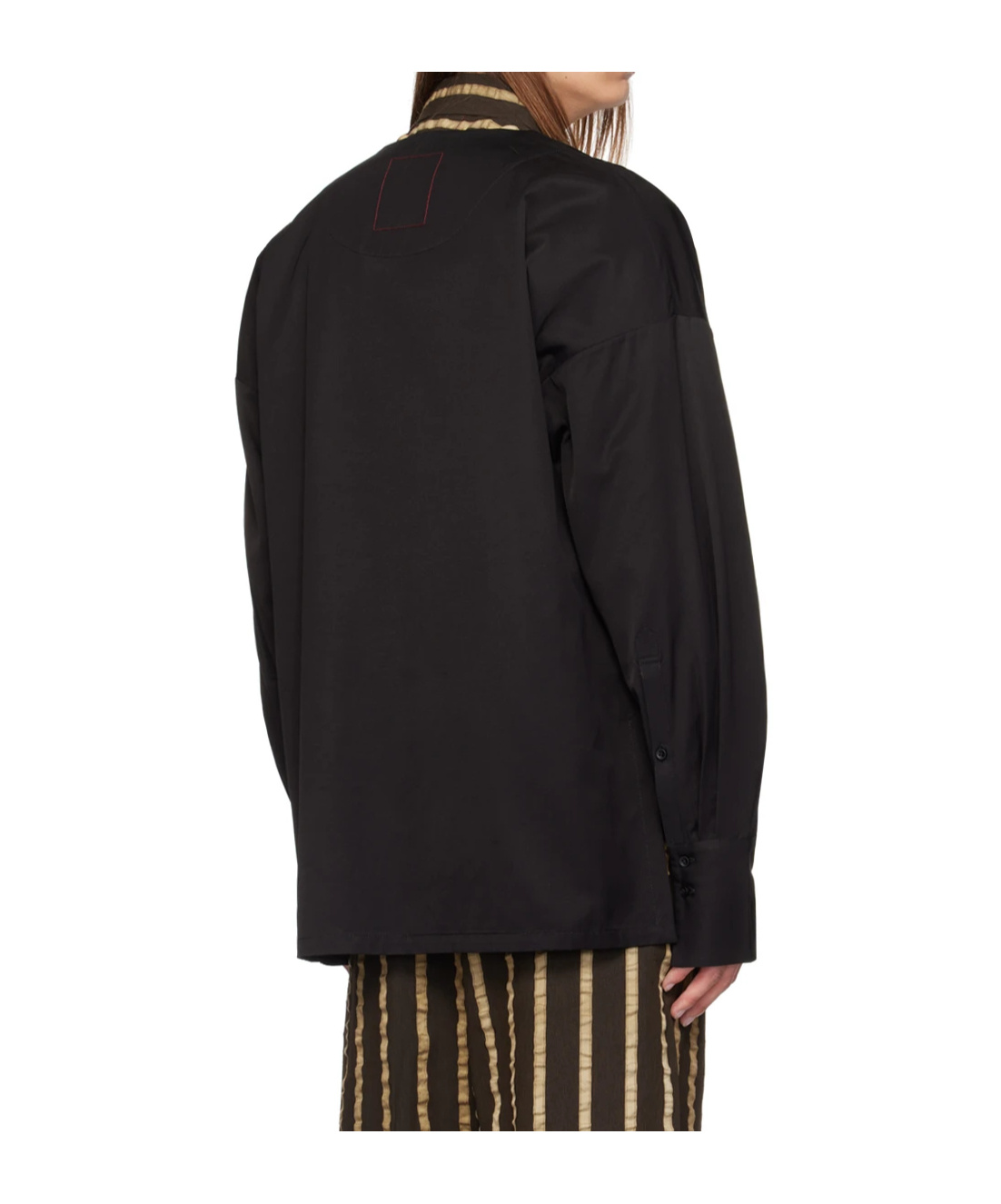 Uma Wang Round Collar And Long-sleeved Shirt In Black
