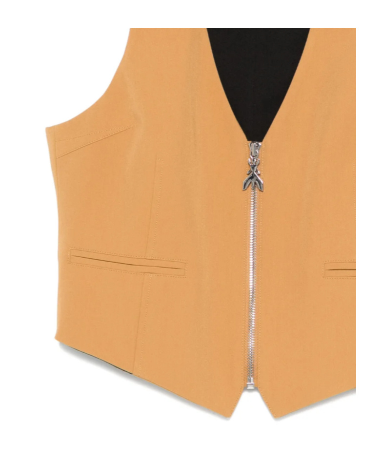 Patrizia Pepe V-neck Zip Vest In Yellow