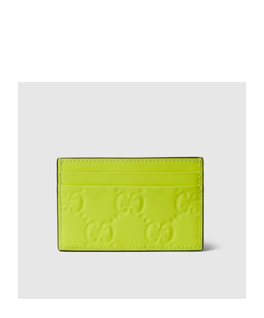 Gucci Gg Monogram Leather Cardholder In Green