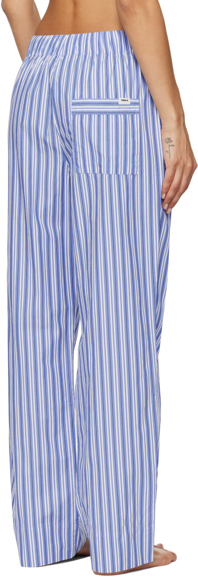 Tekla Striped Poplin Pajama Pants In Multi