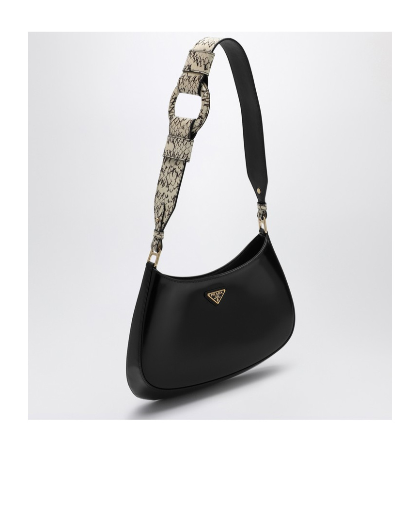 Prada Cleo Leather Shoulder Bag In Black