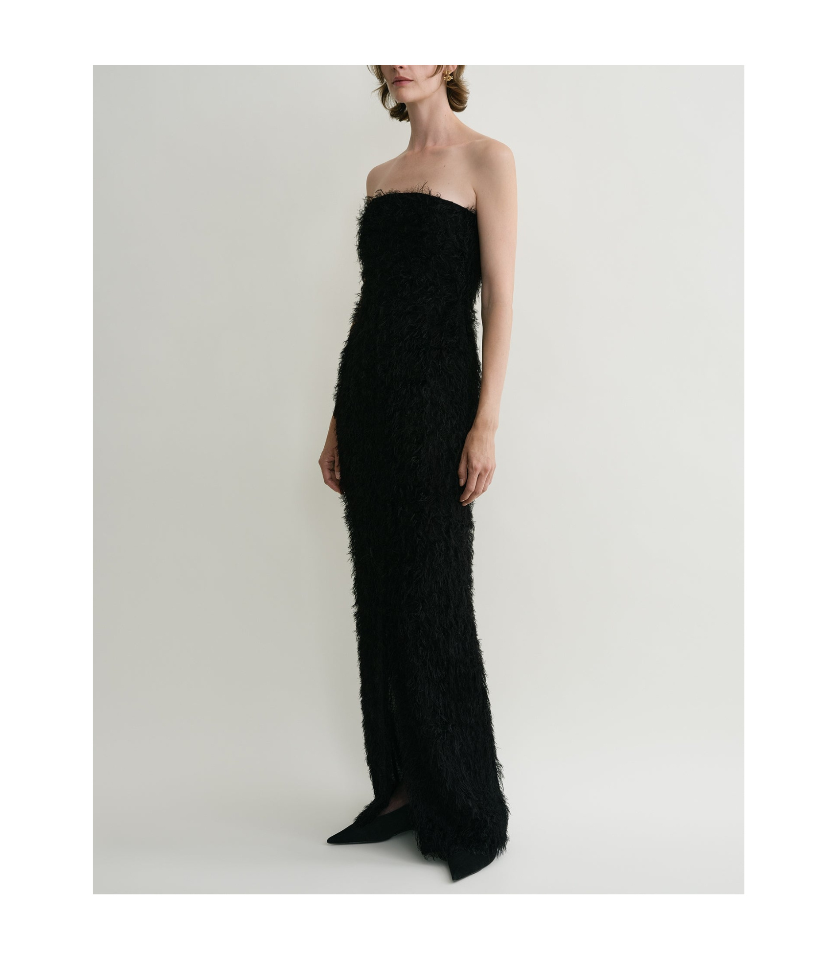 Totême Strapless Embroidered Dress In Black