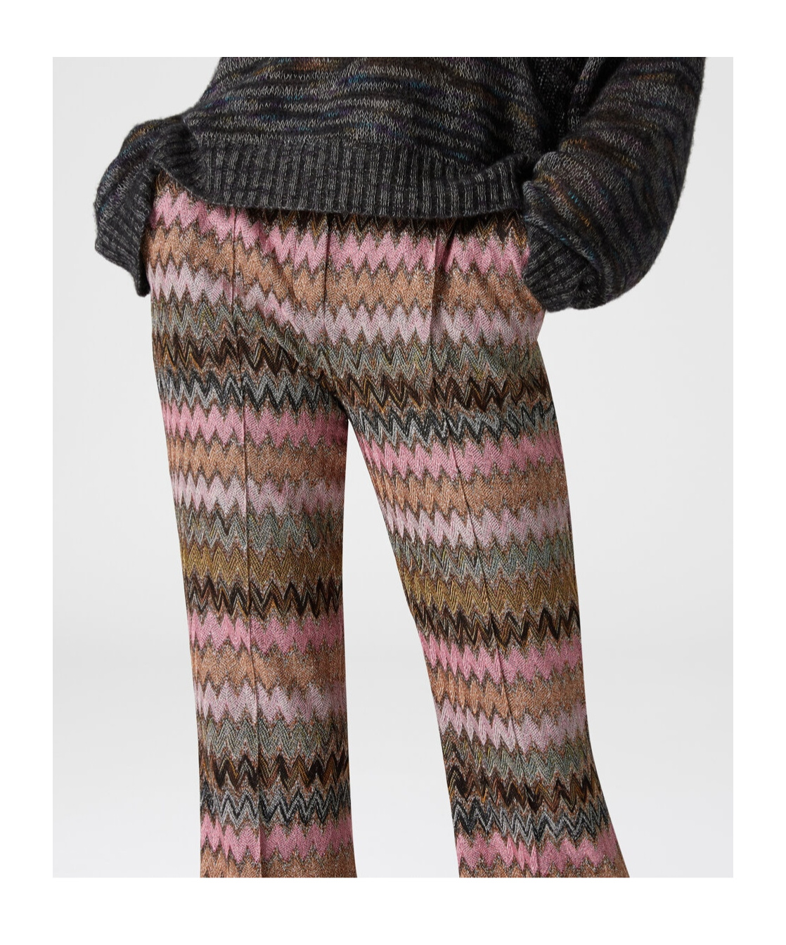 Missoni Trousers With Zig Zag Pattern In Brown