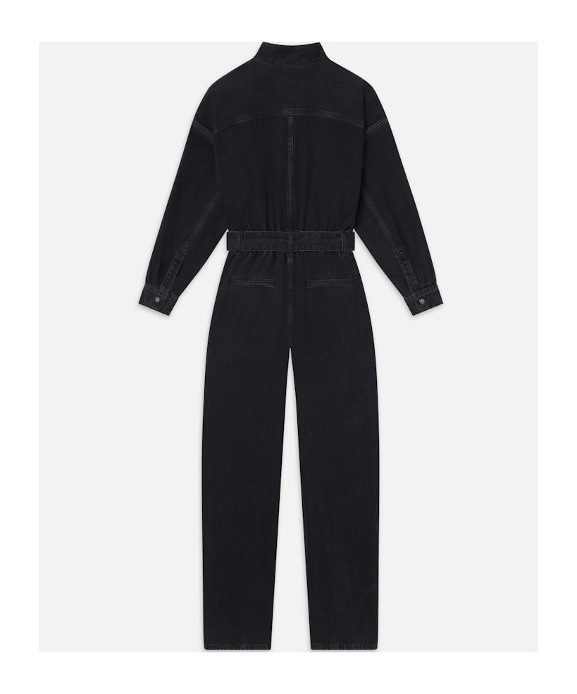 Frame Womens Portia The Cocoon Belted Organic Cotton-denim Jumpsuit In Black