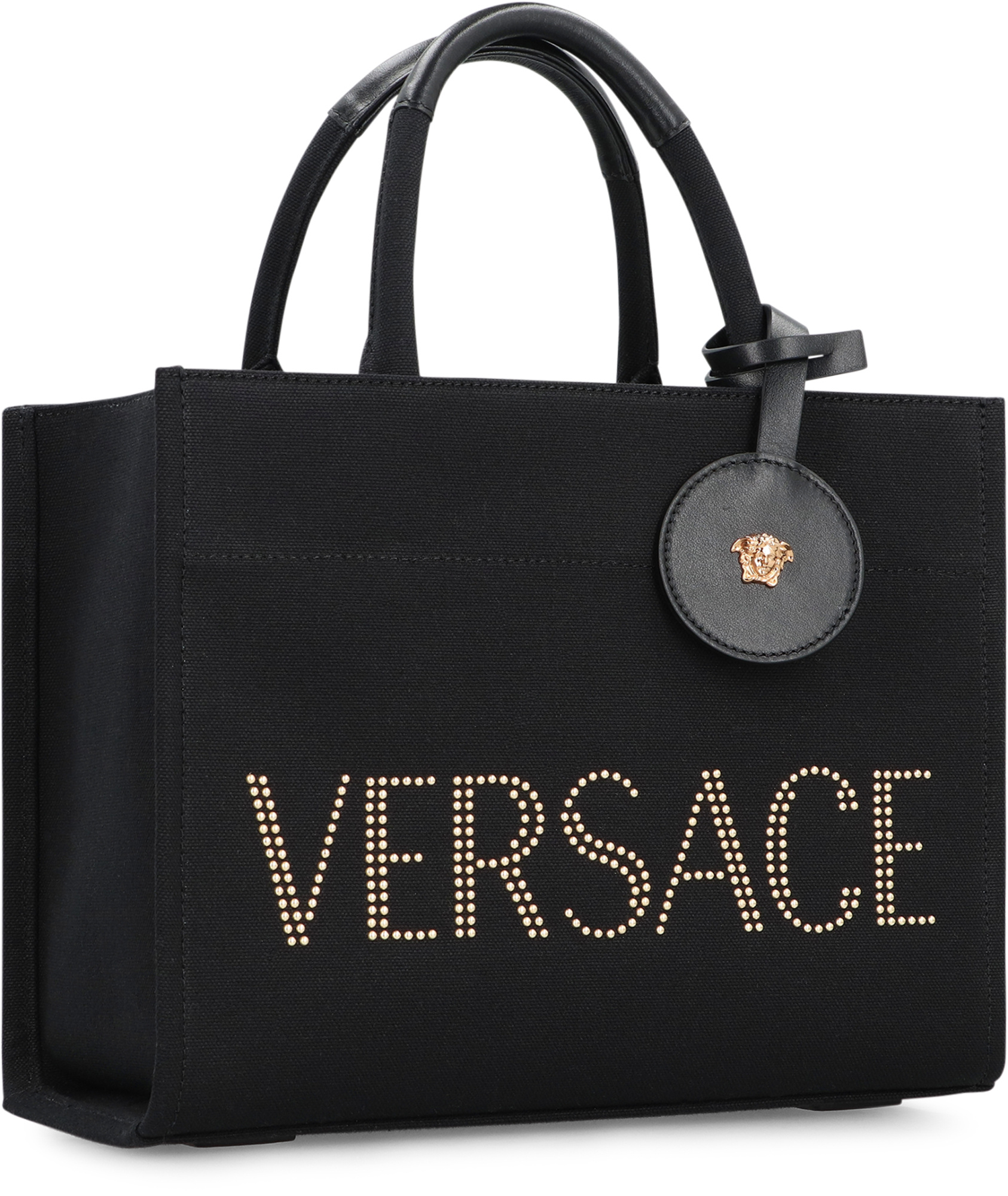 Versace Small Logo Tote In Black