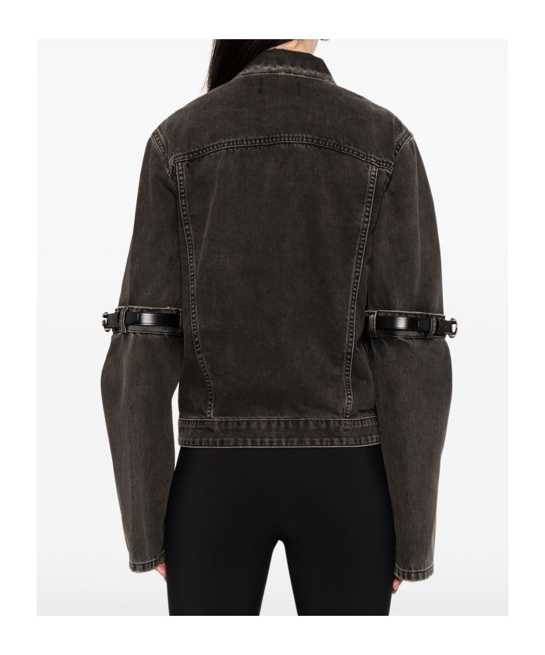 Coperni Oversized Black Denim Jacket With Unique Strap Details In Black