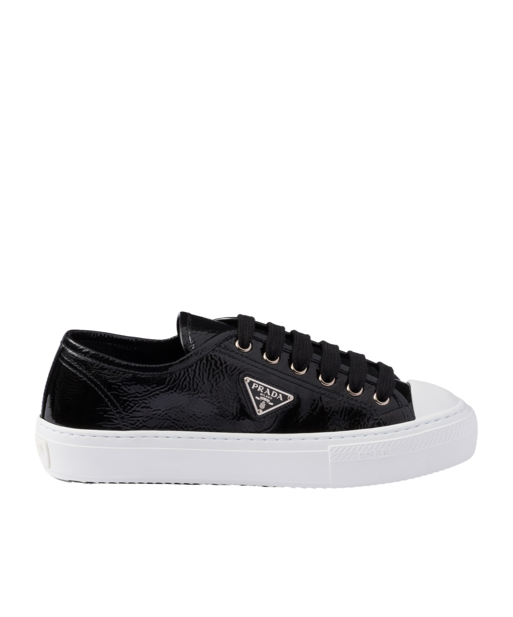 Prada Smash Naplak Leather Triangle Logo Low-top Sneakers In Black